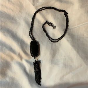 Kendra Scott Rayne Long Pendant-Gunmetal & Black